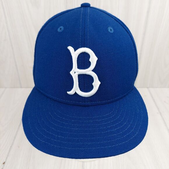 New Era 59Fifty Brooklyn Dodgers Hat‎ Cap 7 1/8 Blue Cooperstown Wool MLB Fitted - Picture 1 of 8